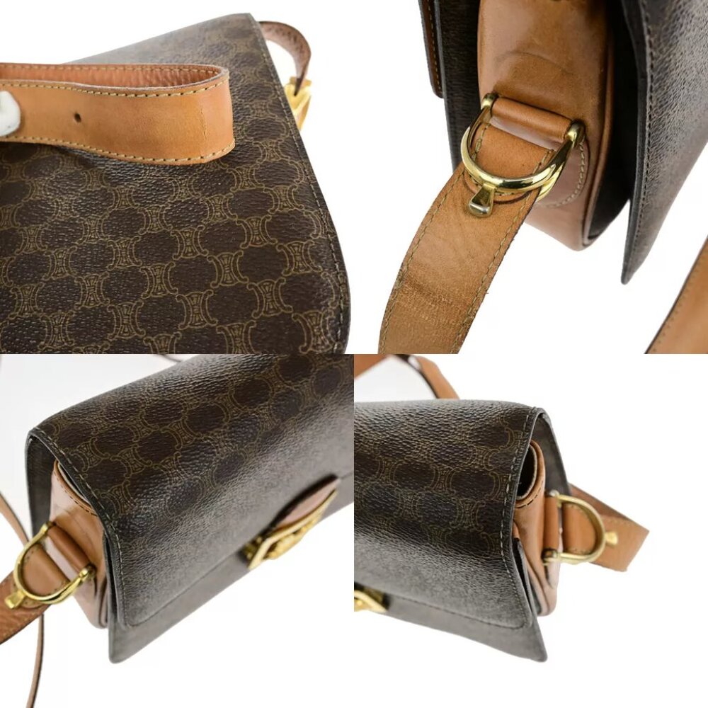 CELINE Macadam Pattern Horse Carriage Shoulder Bag PVC Leather Brown GHW 98YG603 - Picture 9 of 15